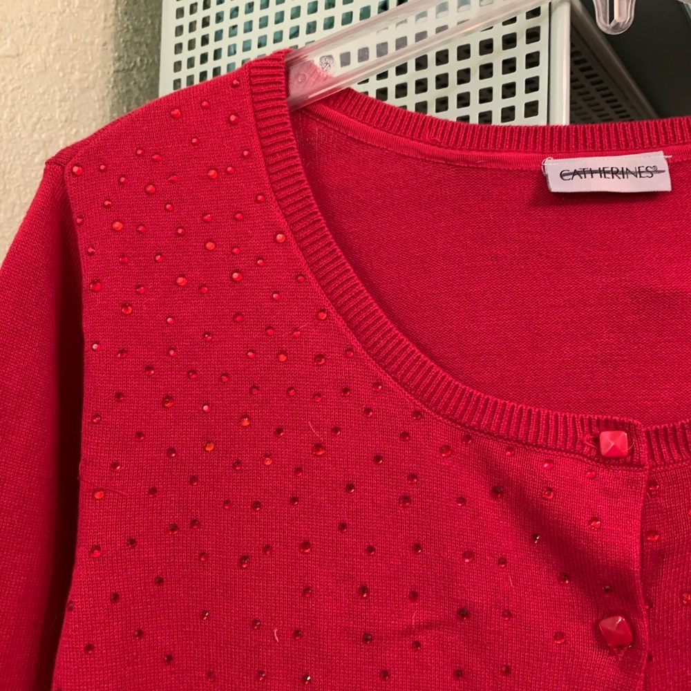 Catherine’s Red Embellished Cardigan! 2X